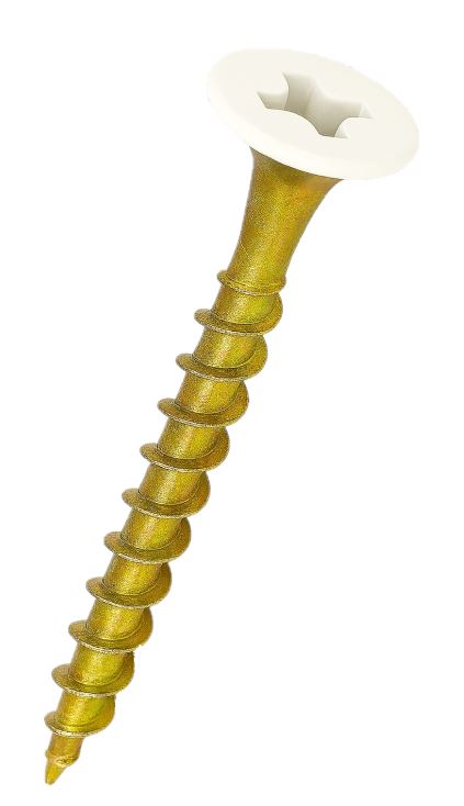 6(CRS) X 1 1/8 PH BUGLE D/W SCREW ZN-YELLOW PT.#02 WHITE